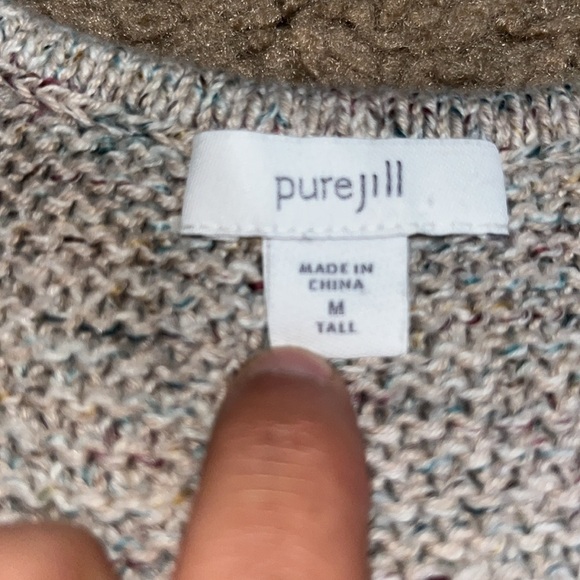 PureJill J. Jill Marled Knit Crochet V-Neckline Tunic Sweater Multicolor M Tall - Picture 7 of 8